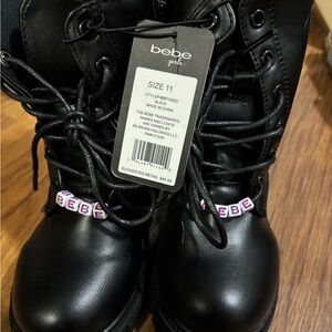 Bebe Black Lace-Up Boots